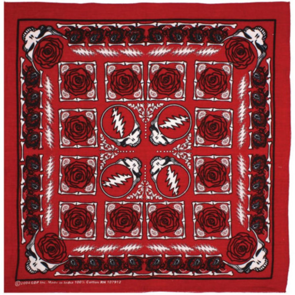 Grateful Dead Syf  Roses Bandana  Officially Licensed  22 X 22  Brand New